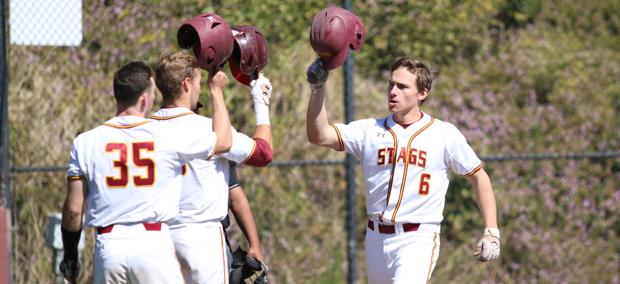 CJ Novogradac (CMC) hit the first of three home runs for the Stags in Game One. (photo credit: Alisha Alexander)
