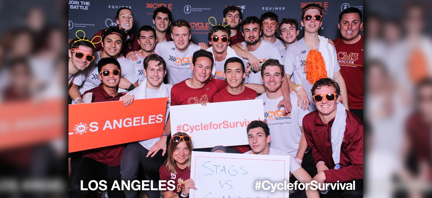 The CMS men's soccer team on Feb. 24 at the Cycle for Survival event.