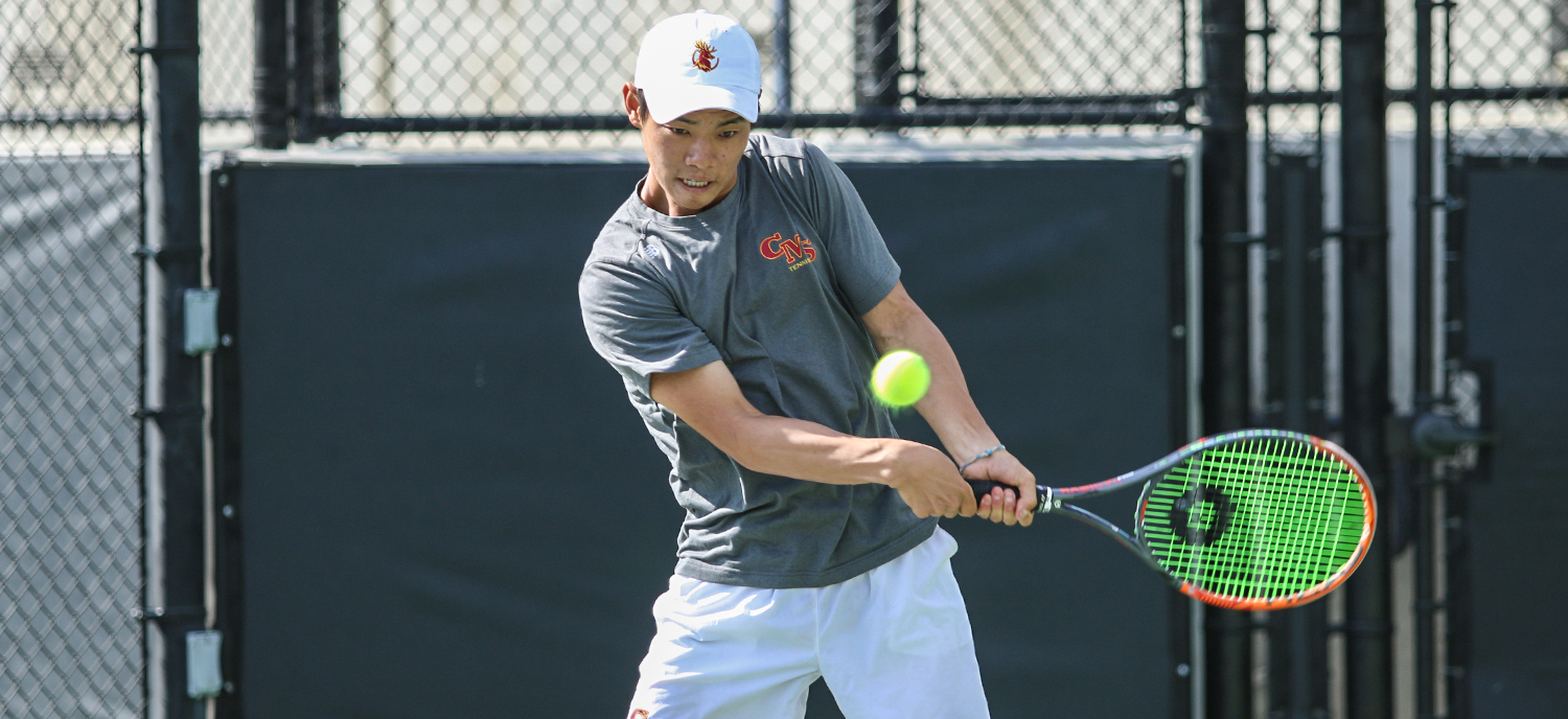 Jay Yeam earned a 6-1, 6-0 victory at #3 singles in the Stags' match against George Fox.