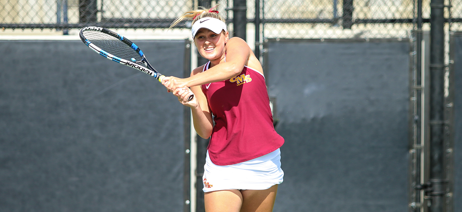 Caroline Cox battled at No. 2 doubles vs. Lehigh with Catherine Allen (not pictured) and saved seven match points before winning the point for CMS.