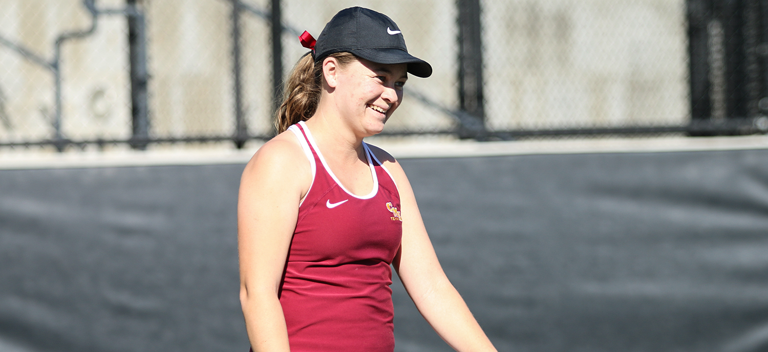 Lindsay Brown earned a 6-0, 6-1 victory at #3 singles vs. Trinity (TX) this morning.