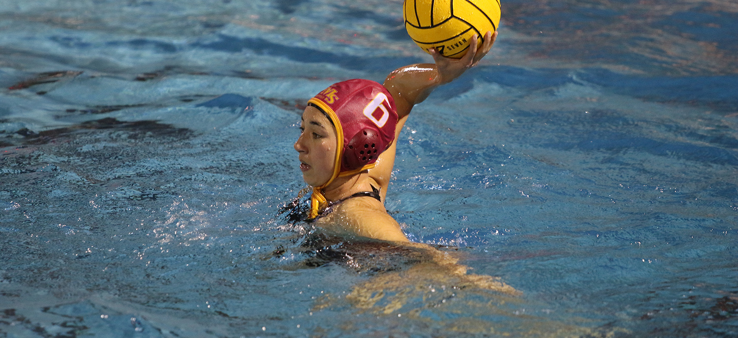 Emma Choy makes a pass during the Athenas victory over Caltech.