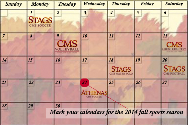 Mark your calendars for the Fall 2014 CMS sports seasons
