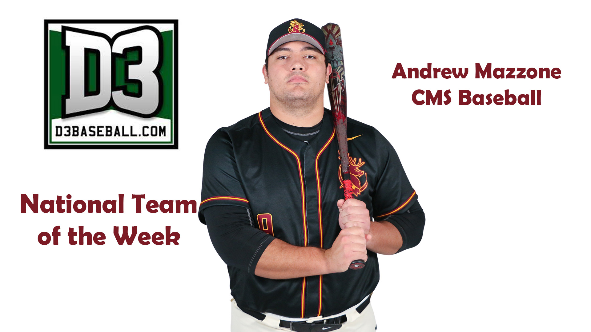 posed shot of Andrew Mazzone with D3baseball.com logo