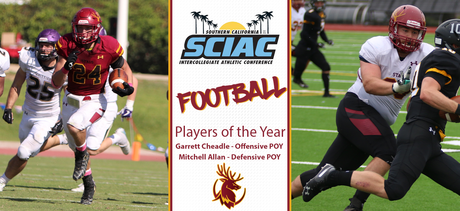 Garrett Cheadle, Mitchell Allan Earn SCIAC Player of the Year Honors for CMS Football