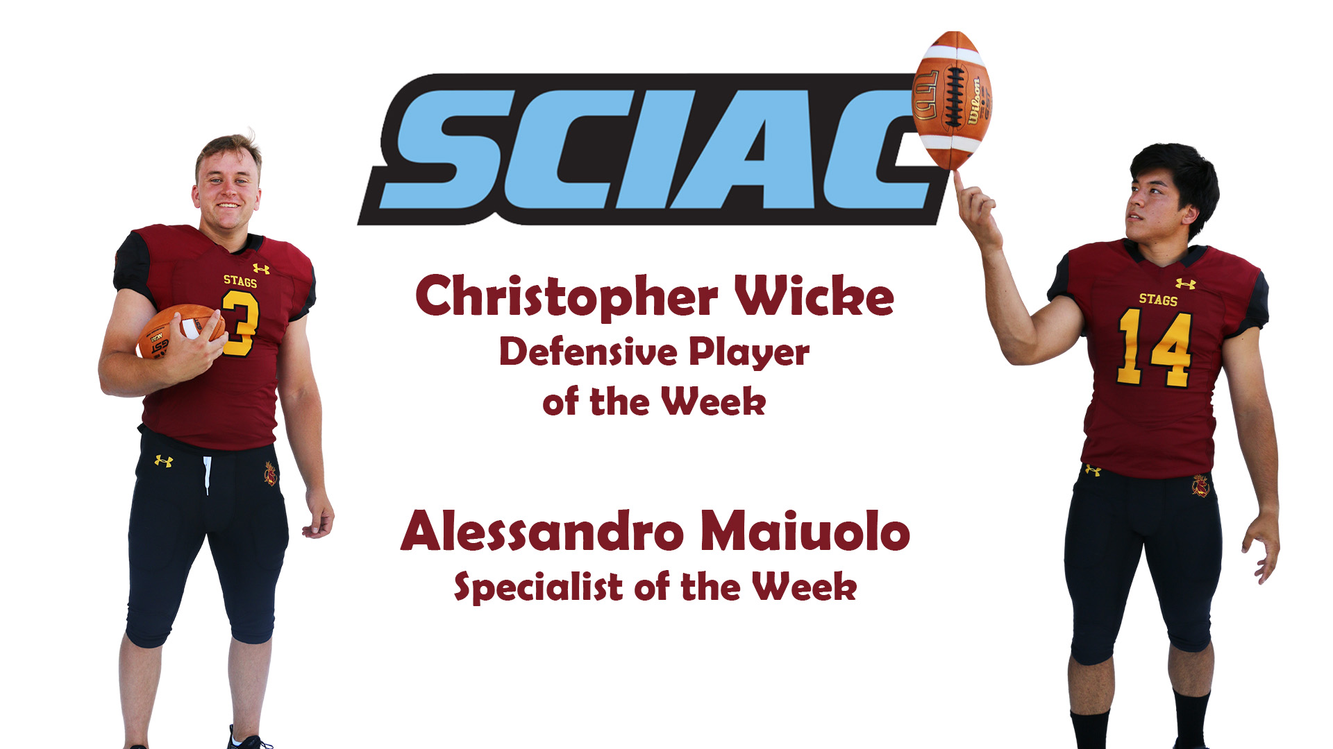 Christopher Wicke, Alessandro Maiuolo posed shots with the SCIAC logo