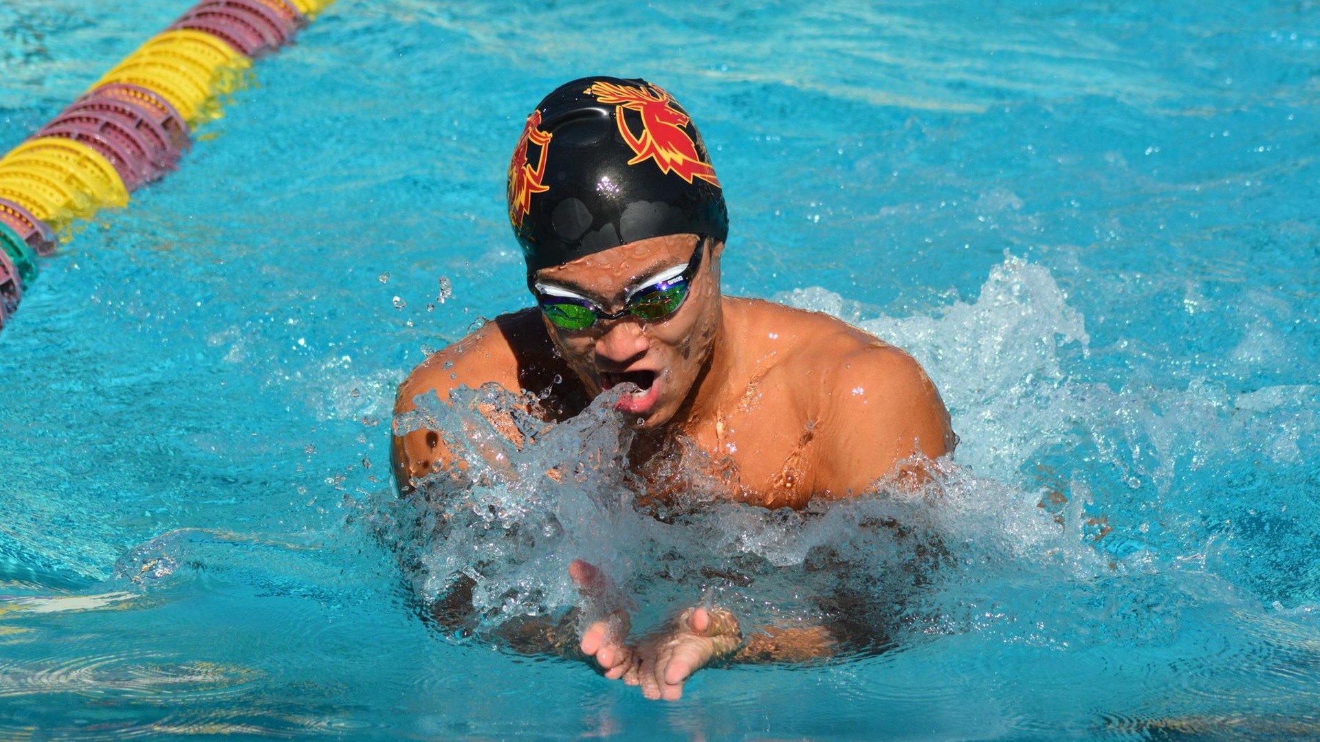 Walter Limm set a new CMS record in the 100 breast (photo by Tessa Guerra)