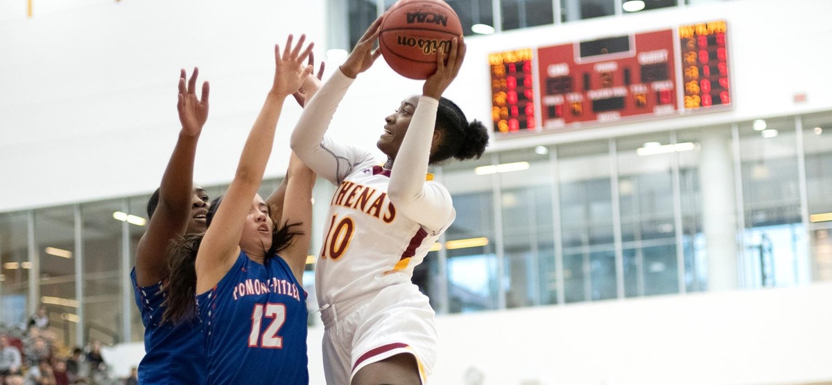 Maya Love had 20 points and 12 rebounds in a close SCIAC Championship loss (photo by Anibal Ortiz)