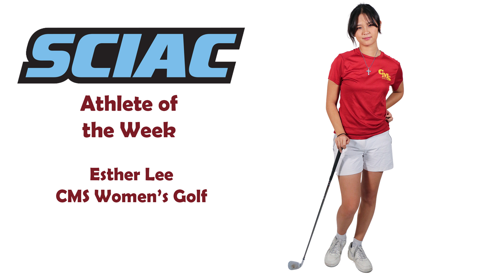 Esther Lee posed shot with SCIAC logo