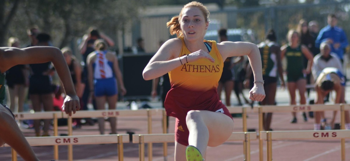 Bailey MkNelly, shown here in the 100-meter hurdles, was the top Division III competitor in the high jump