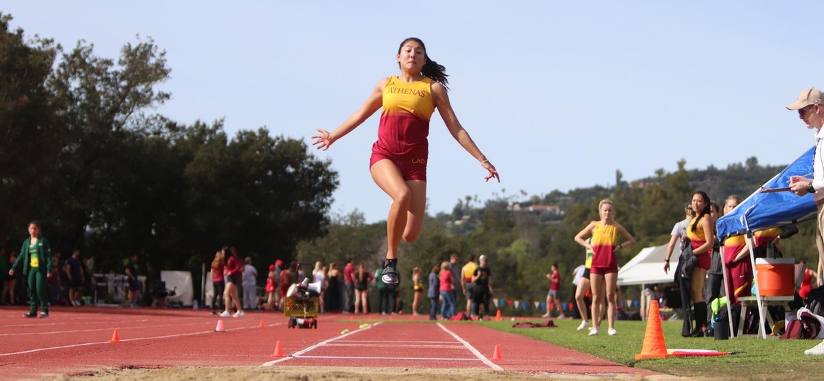CMS women's track and field sent a partial contingent to the Westmont On Your Marks Meet, including seven long jumpers