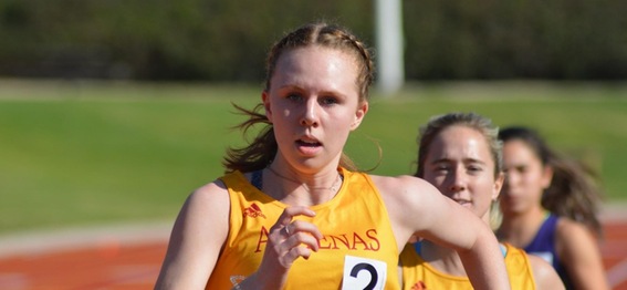 First-year Megan Maley was seventh in the 800 meters (photo by Kiubon Kokko)