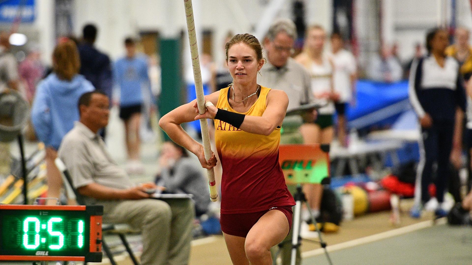 Brooke Simon moved into third place in the pole vault in DIII this year