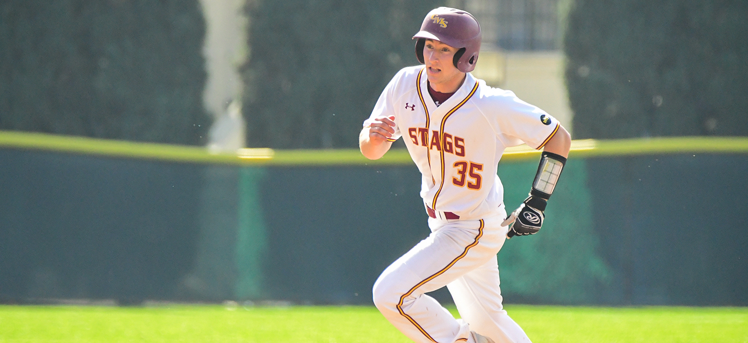 Patrick Gavin notched one of four hits for the Stags in Friday's game against Redlands. (photo credit: Alicia Tsai)
