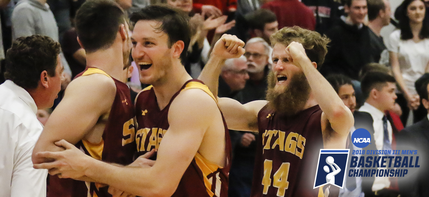 Jack Ely (L) and Michael Scarlett (R) celebrate the Stags advancing to the Second Round (photo credit: Whitman Athletics)