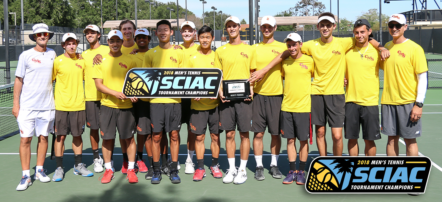 The Stags celebrate a 5-1 victory in the SCIAC Tournament Championship.