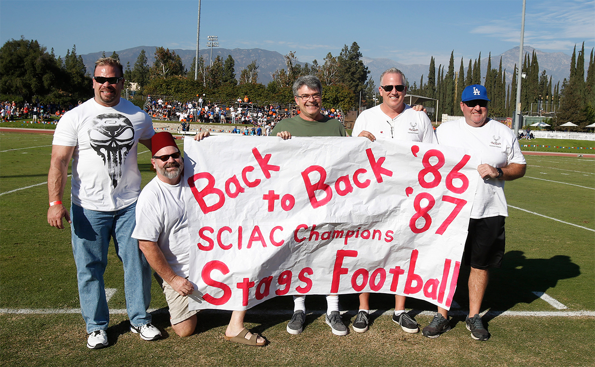 Some Stags 1986 alums return for a recent reunion to celebrate their SCIAC titles. 