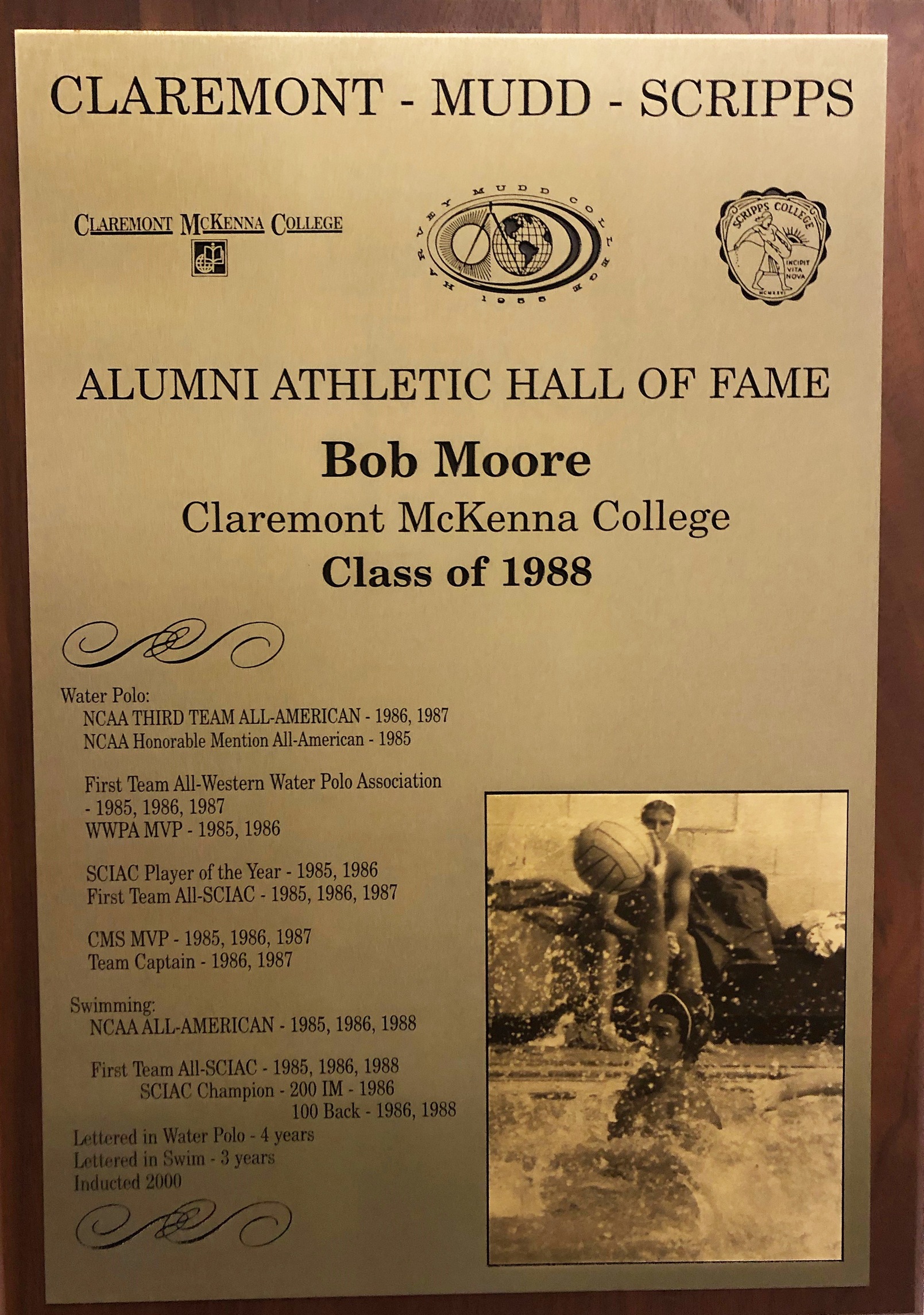 Bob Moore Hall of Fame Plaque