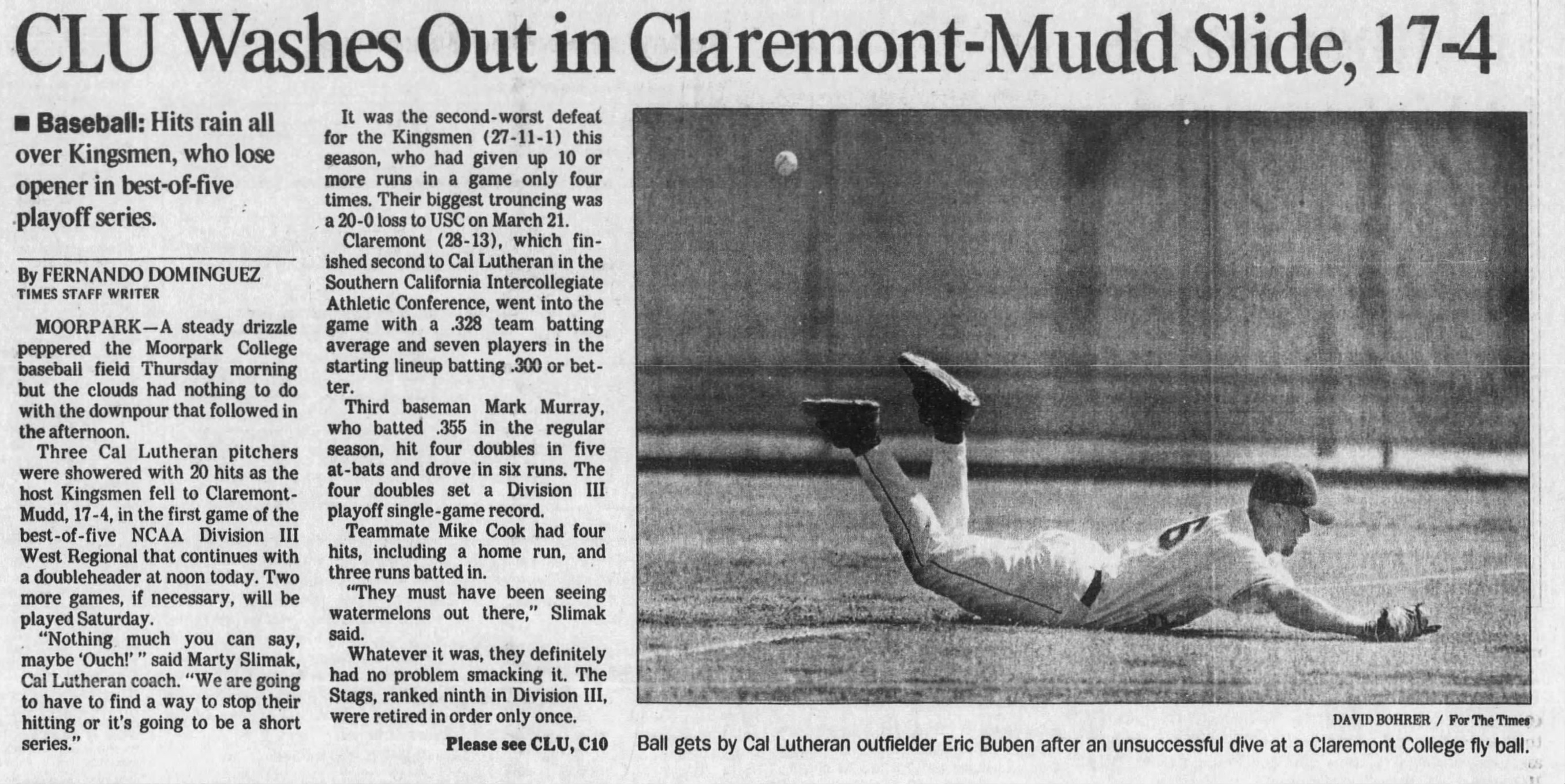 LA Times Clipping from opening game of series