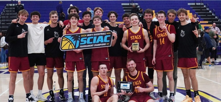 Thumbnail photo for the MBB SCIAC Championship Postgame Ceremony gallery