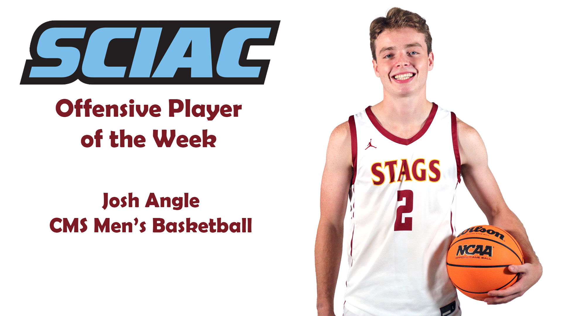 Josh Angle posed shot with SCIAC logo