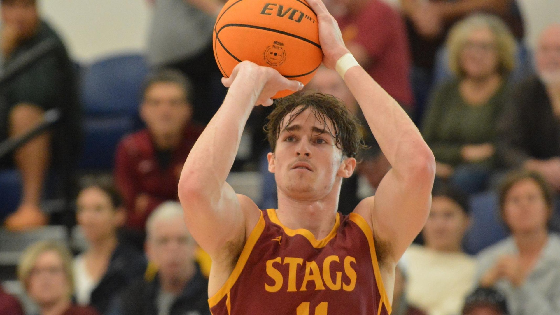 Caelan Jones had 15 points for the Stags (photo by Ruby Marks)