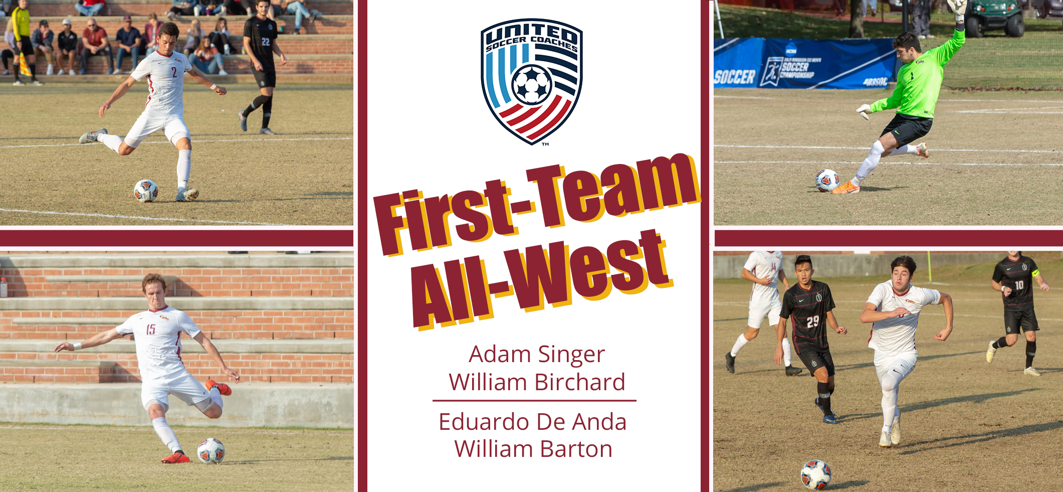 Singer, Birchard, De Anda, Barton Named First-Team All-West for CMS Men's Soccer