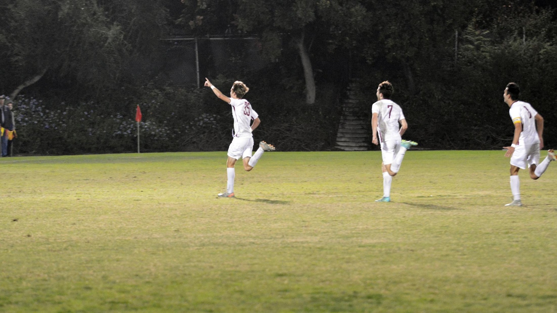 Tommy Brown (#35) celebrates his OT semifinal winner (photo by Tessa Guerra)