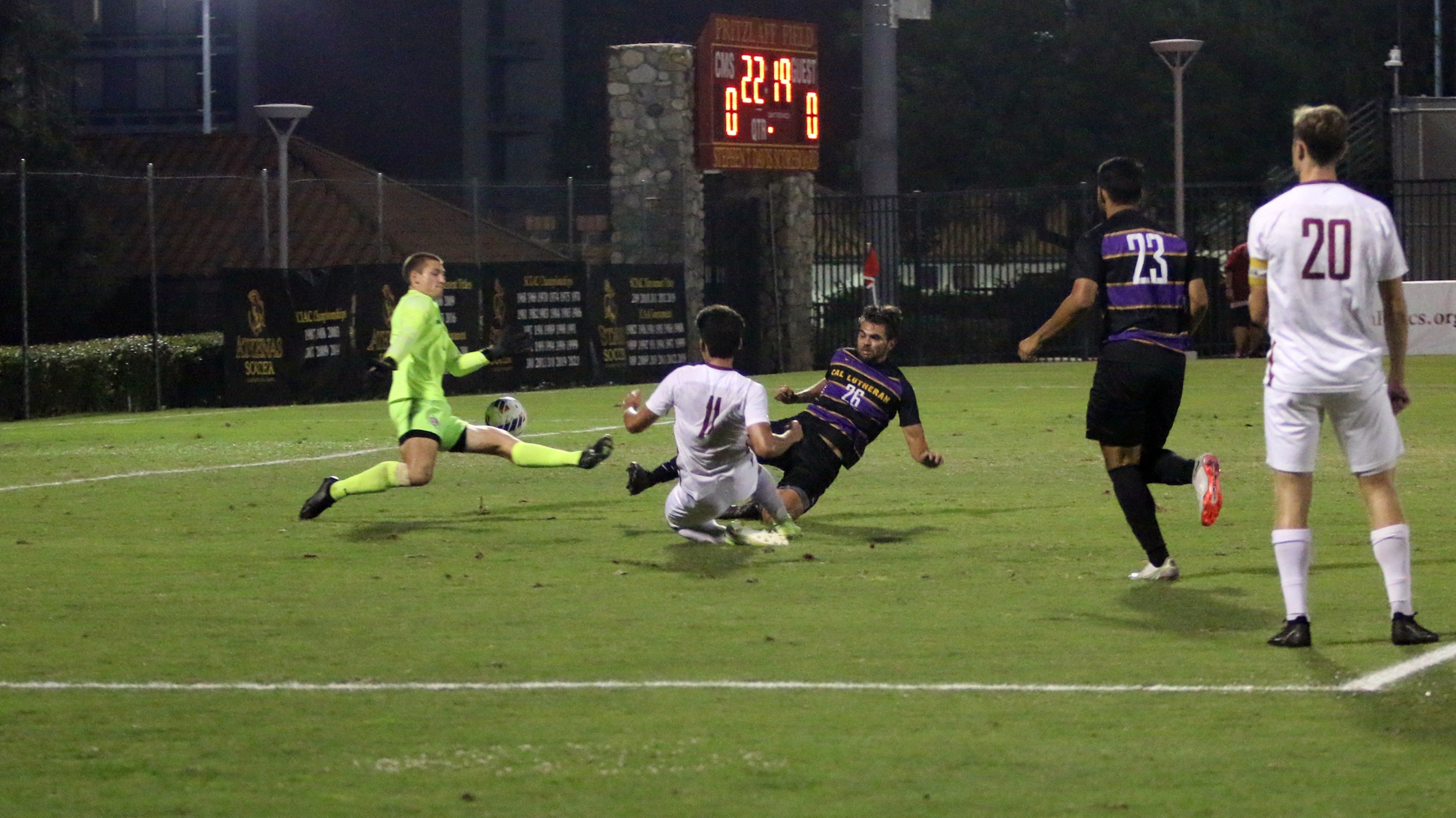 Justin Blachman (#11) scores the game's first goal (photo by Haley Martinez)