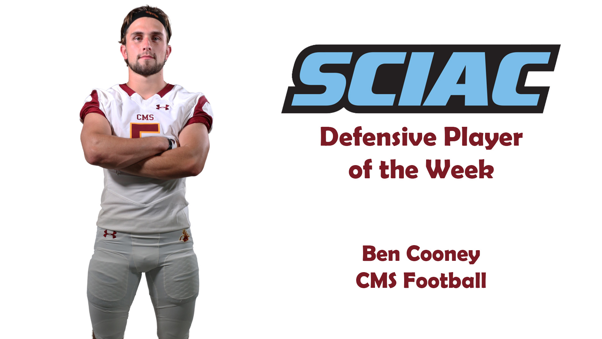 Ben Cooney posed photo with the SCIAC logo