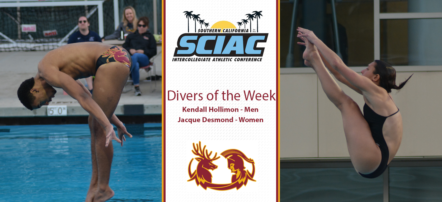 Kendall Hollimon, Jacque Desmond Sweep SCIAC Weekly Diving Awards