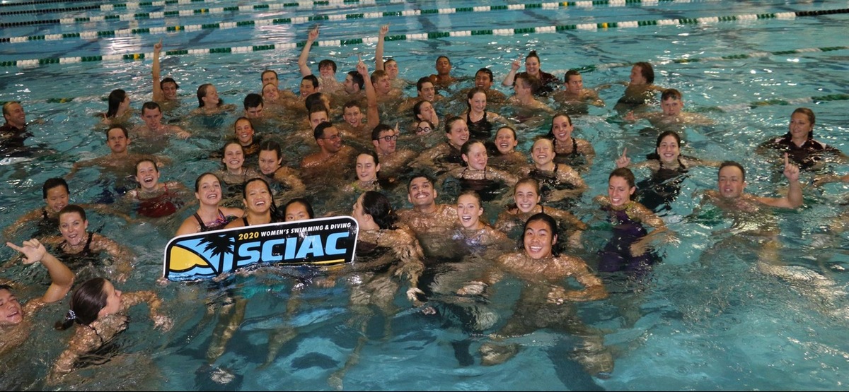 CMS Swim and Dive team celebration