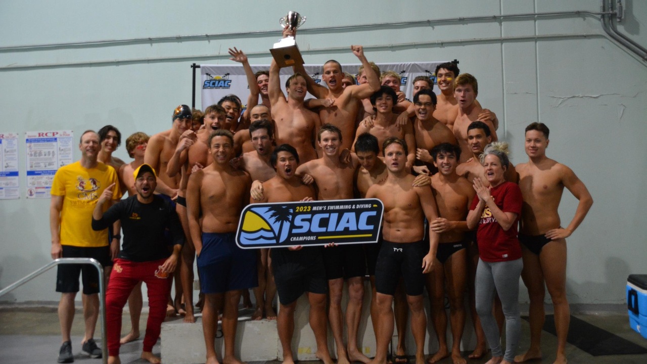 CMS Men's Swim and Dive Wins Third Straight SCIAC Title