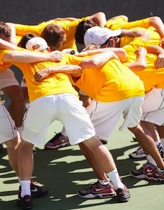 CMS Stags Tennis Huddle (Photo Ellen Friedlander)