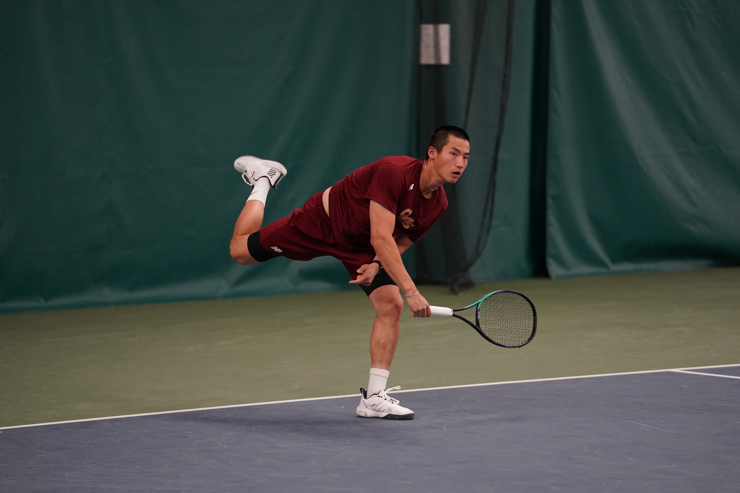 Chris Li won at No. 5 singles in CMS' 5-1 victory over Brandeis on Sunday at the ITA D3 National Team Indoors