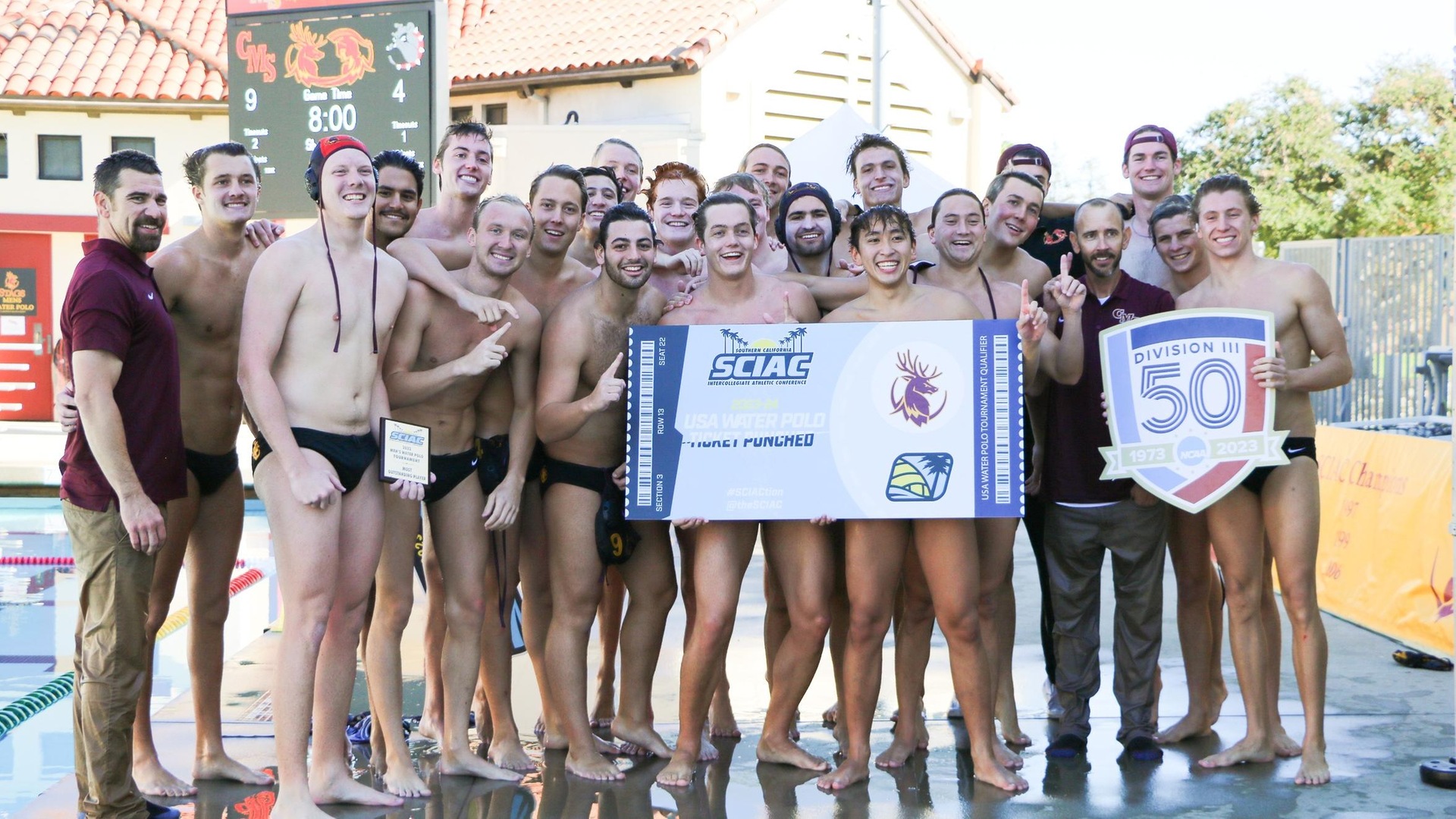 CMS celebrates its first SCIAC title since 2015 (photo by Stella Cheng)