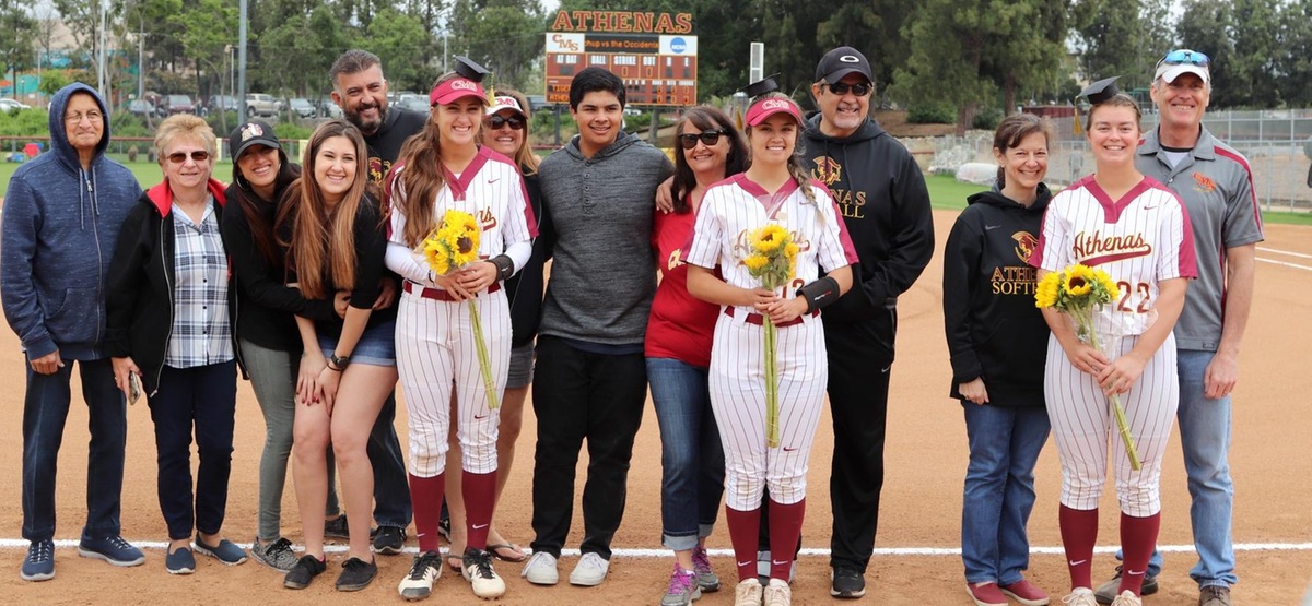 (l to r): Chloe Amarilla, Megan Mendez and Rachel Perley were honored prior to the doubleheader