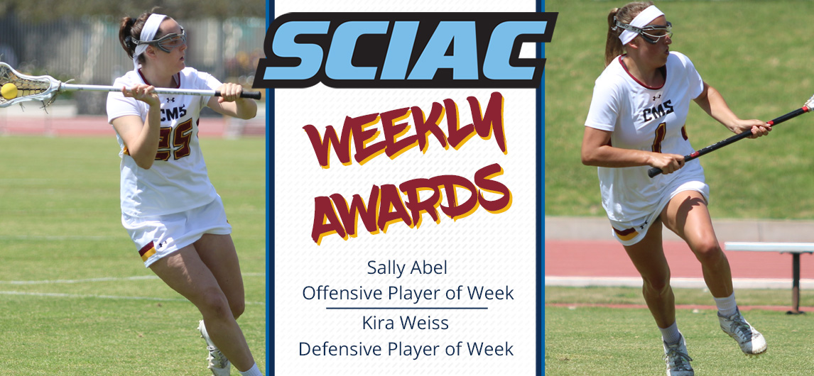 Sally Abel, Kira Weiss Sweep SCIAC Weekly Honors for CMS Women's Lacrosse