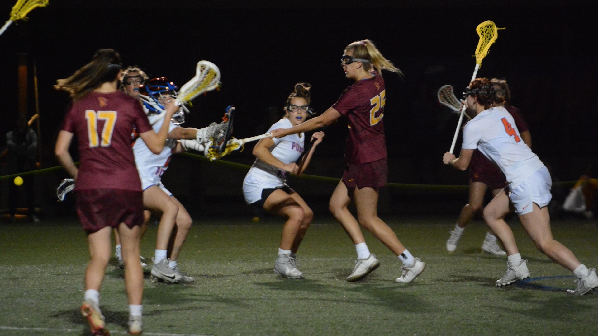 Bella Lynch scores one of her three goals for the Athenas