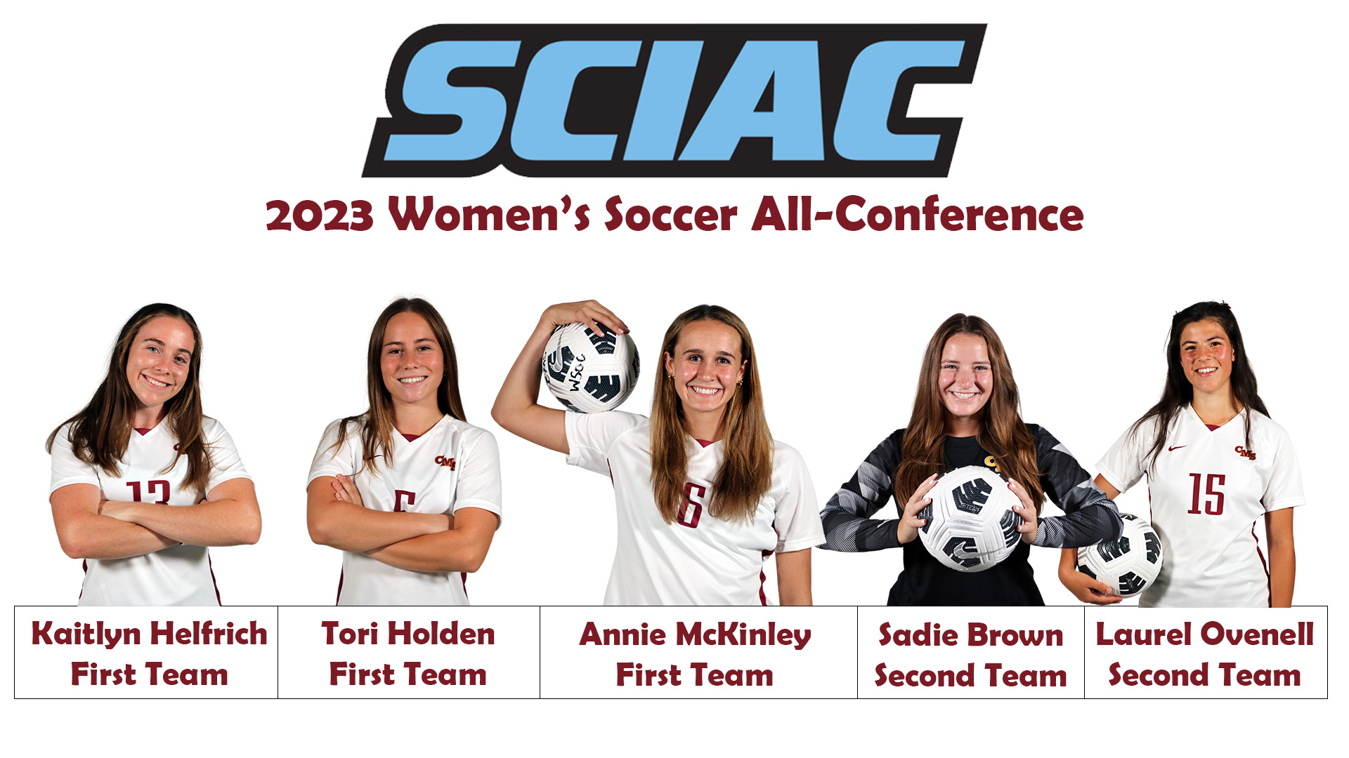 Head shots of the All-SCIAC winners with the SCIAC logo
