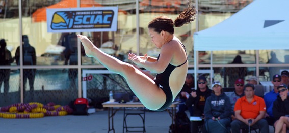 Kimiko Adler came in 5th out of 20 in her first SCIAC 1-meter championship