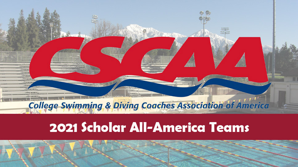 A picture of Axelrood Pool with the CSCAA logo over the top and 2021 Scholar All-America Teams written across.