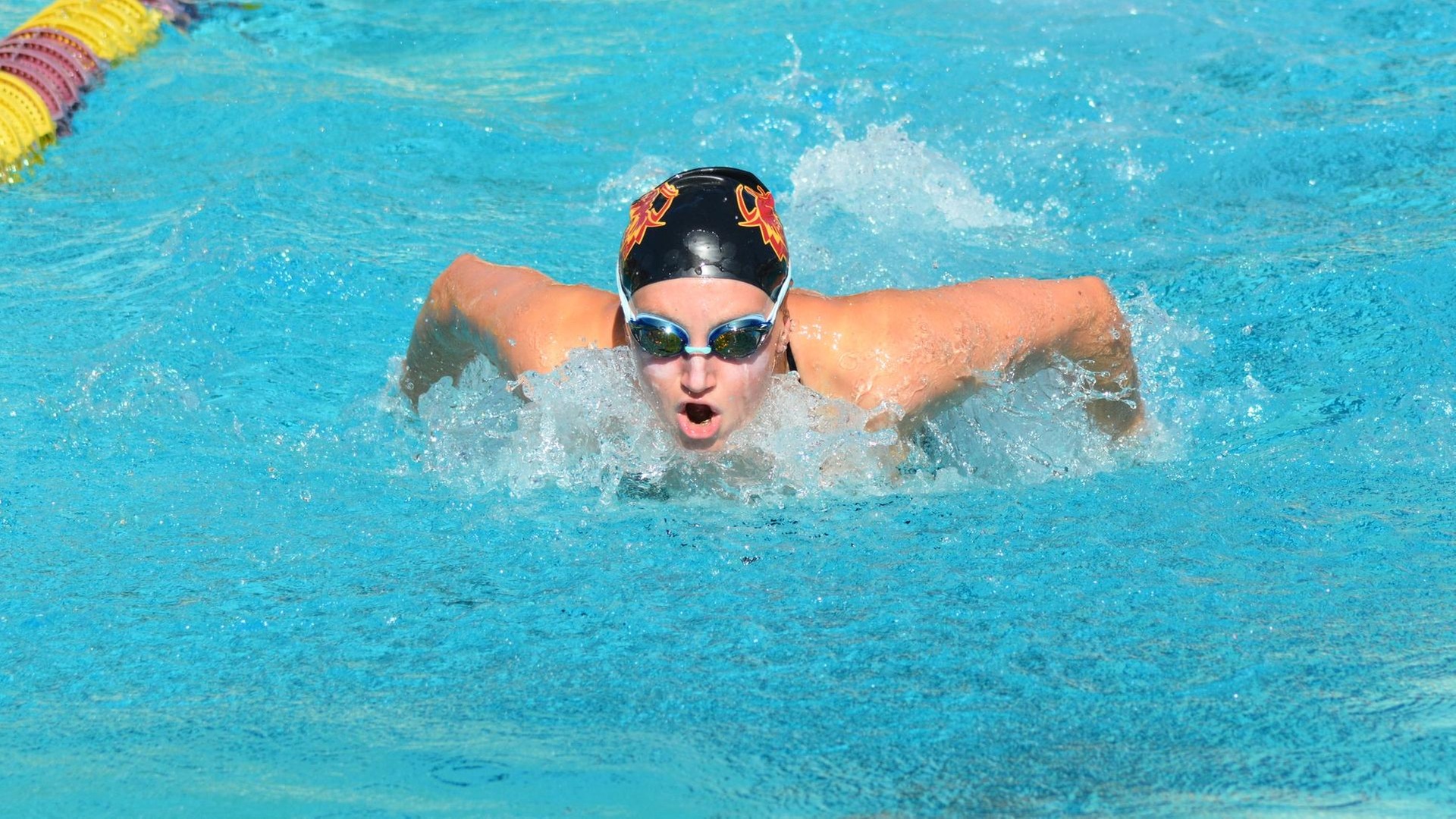 Augusta Lewis moved into the top 10 in the CMS in the 200 fly (photo by Tessa Guerra)