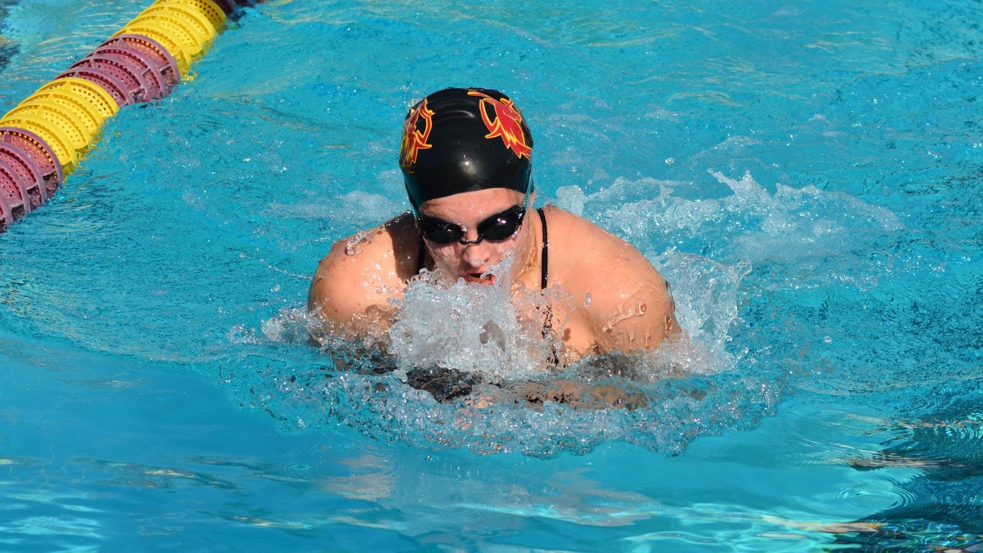 Rachel Wander won the 100 breast and was part of a medley relay win (photo by Tessa Guerra)