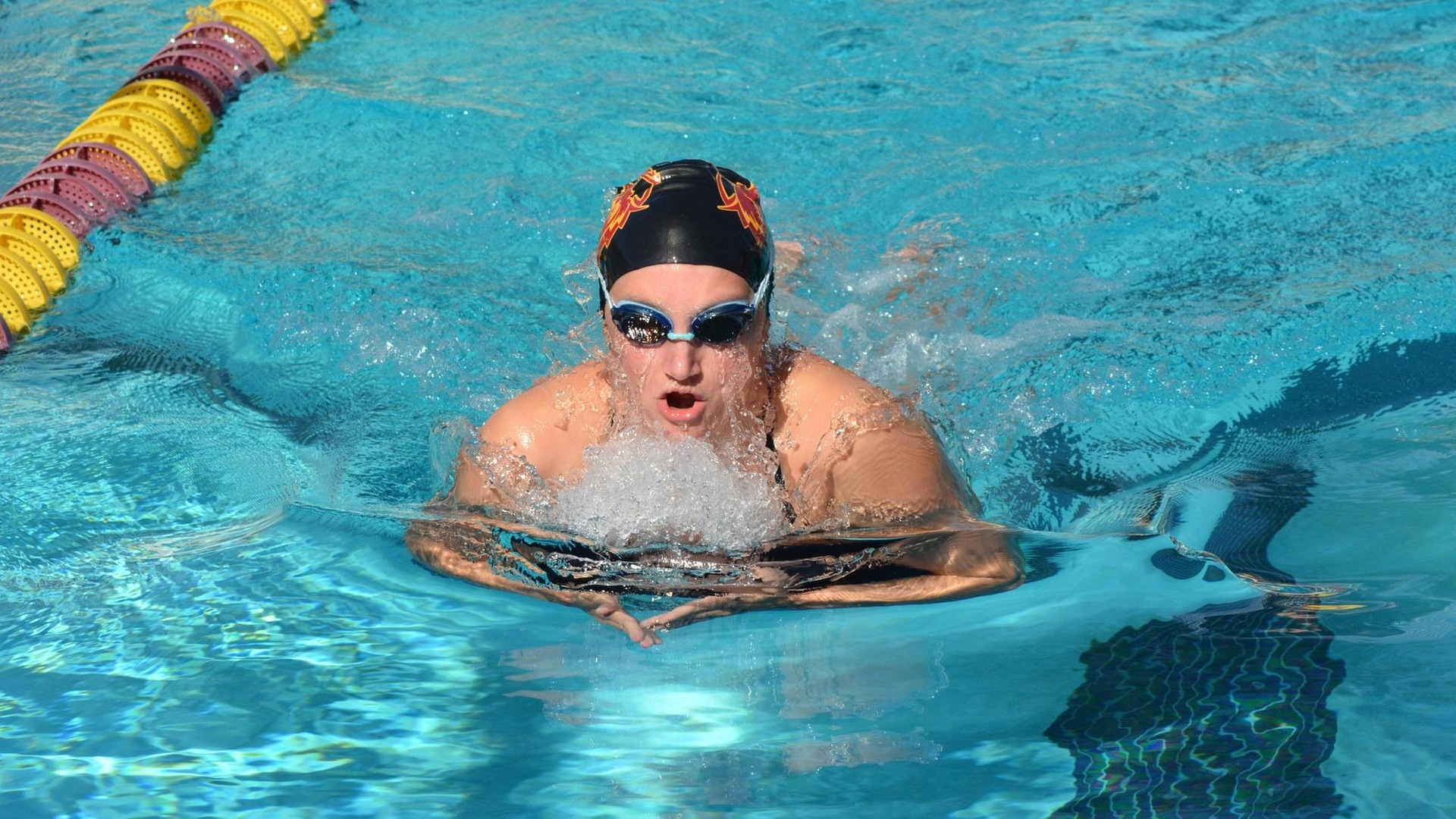 Augusta Lewis won the 300 IM and the 300 breast (photo by Tessa Guerra)