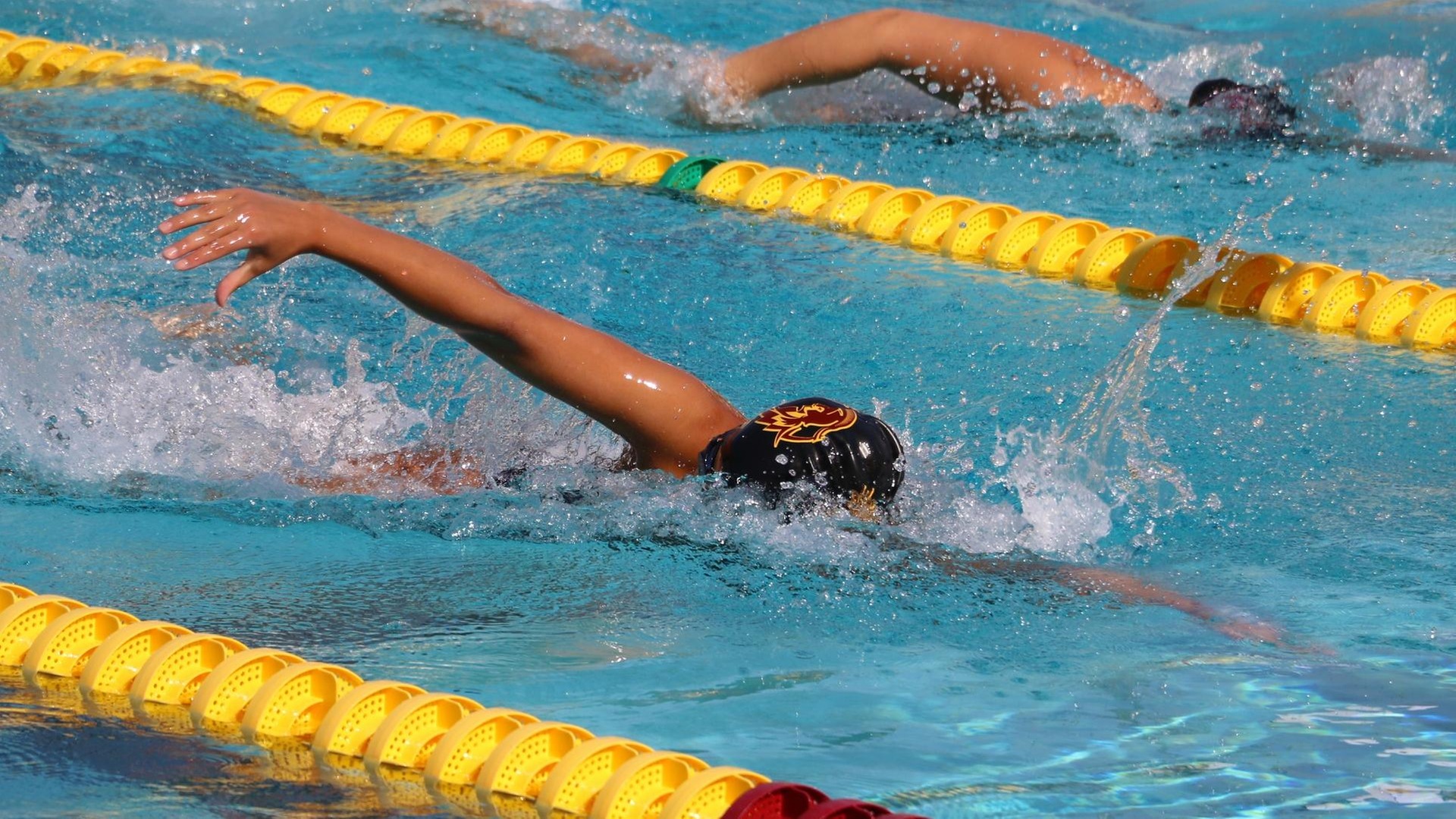 Allison Nguyen moved into sixth in CMS history in the 400 IM (photo by Ruby Marks)