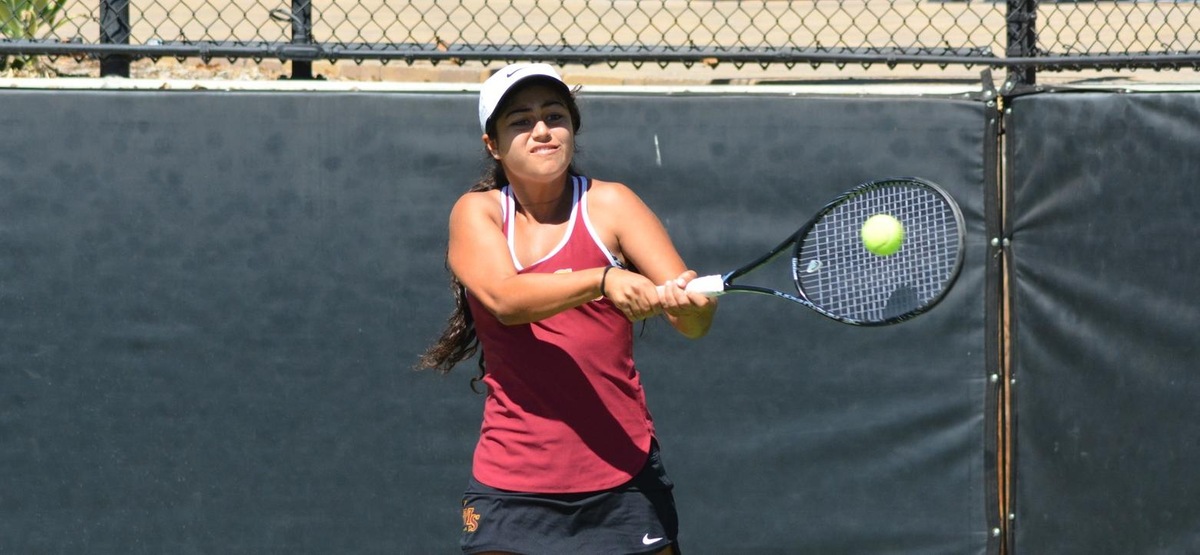 Sarah Bahsoun won in both singles and doubles in her first collegiate dual match