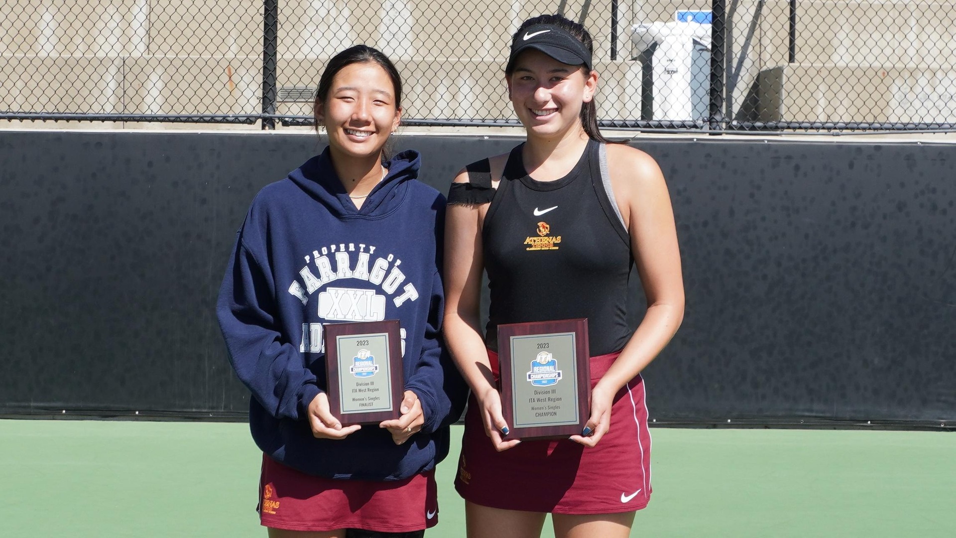 Lindsay Eisenman (right) won in three sets over Audrey Yoon