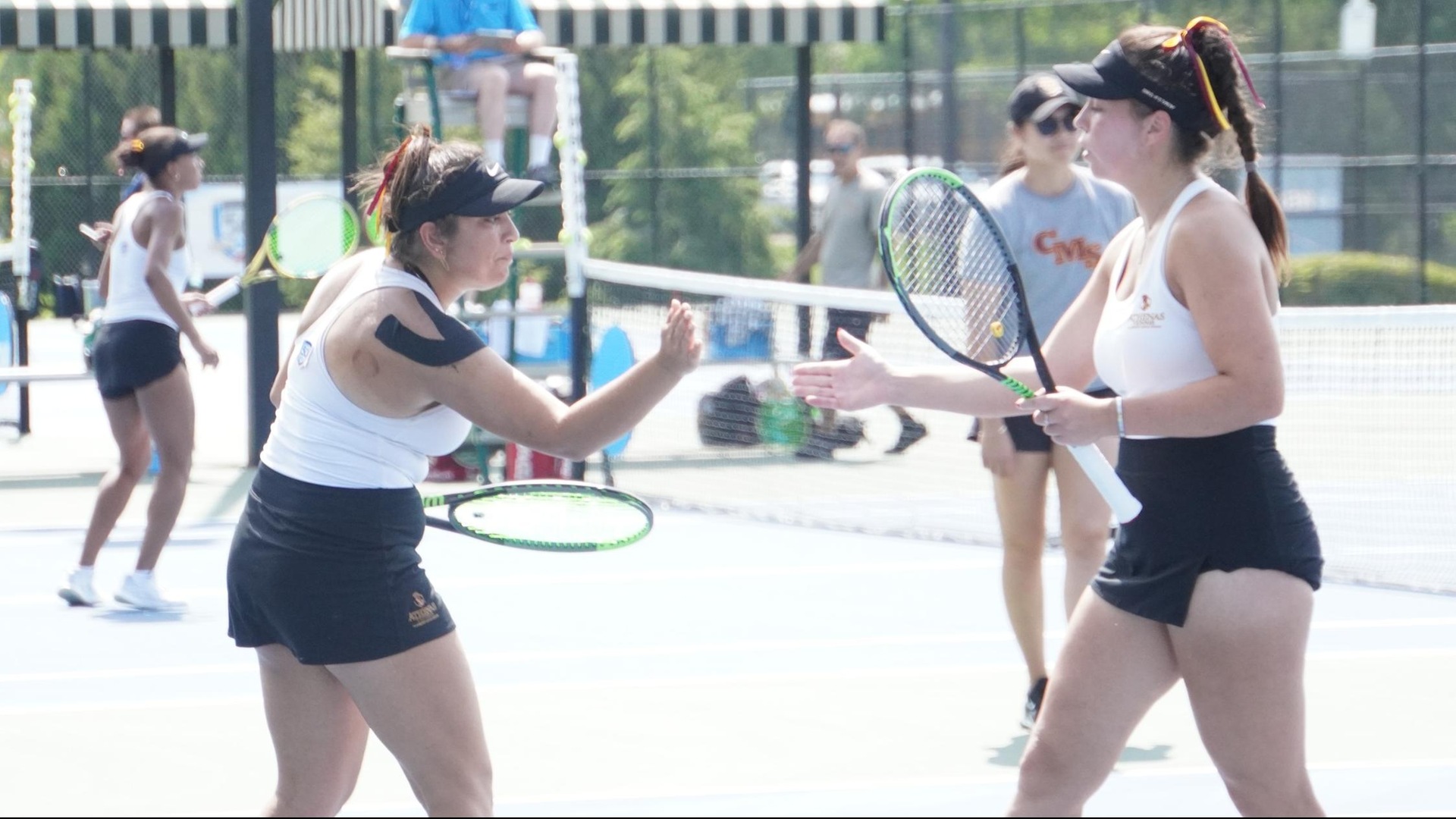Alisha Chulani (l) and Nikolina Batoshvili (r) are two wins from a national doubles title
