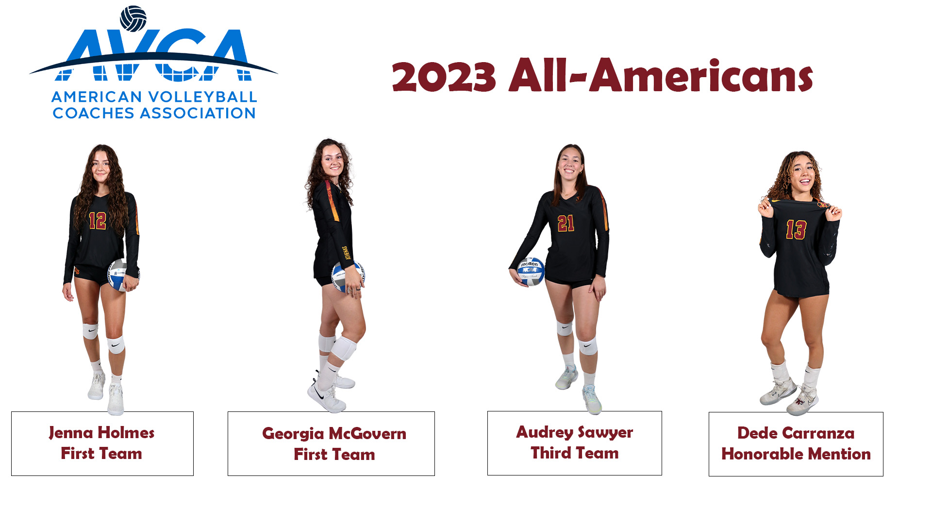 CMS All-Americans posed shots, with the AVCA logo